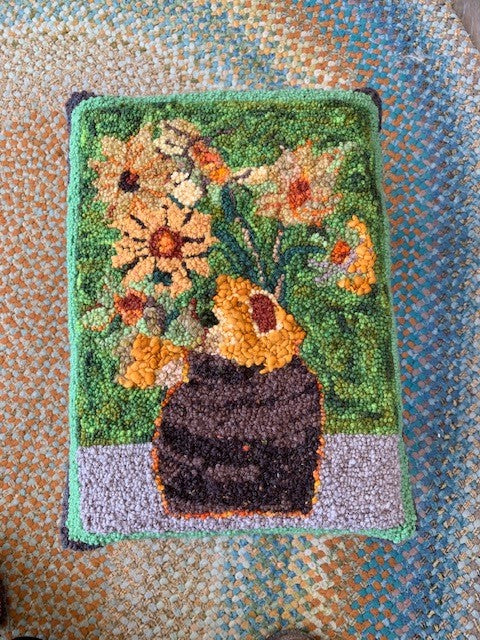 Yellow Flowers on footstool- SOLD